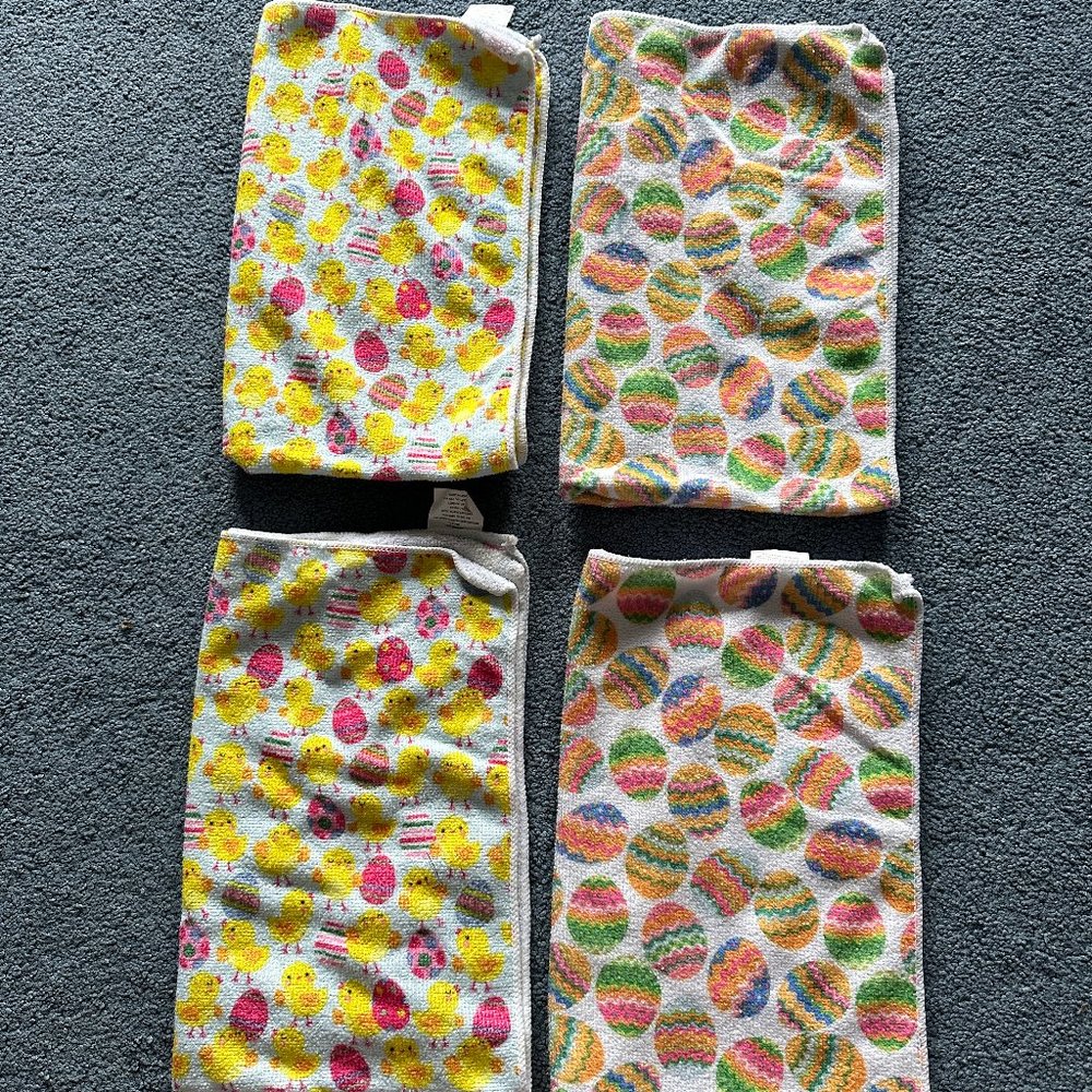 Lot Of 4 Multicolor Easter Chick/Egg Kitchen Tea Towels
